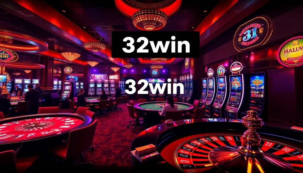 Experience the excitement of 32win as players enjoy casino games like roulette and blackjack in a captivating setting.