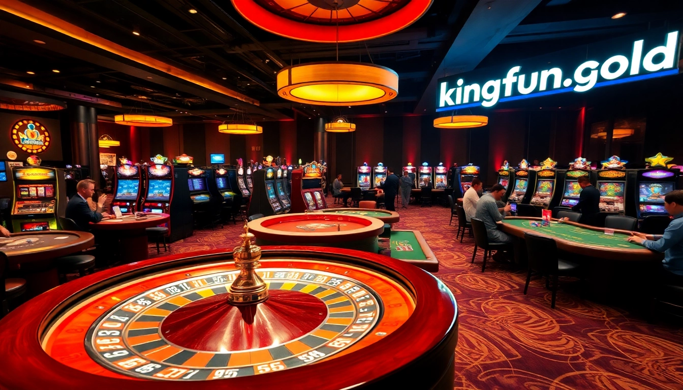 Experience the thrill of gambling at kingfun.gold, featuring an exciting casino atmosphere with roulette and poker games.